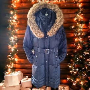 Smart Set Belted Down & Feather Puffer Coat